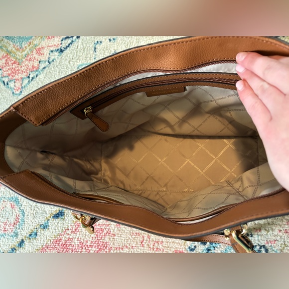 Gently used Michael Kors Tote Brown Pleather - Picture 3 of 5